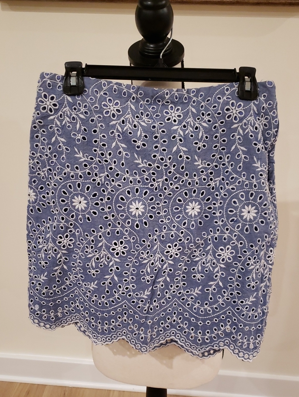 Women’s Loft Eyelet Skirt 100% Cotton - Blue and White